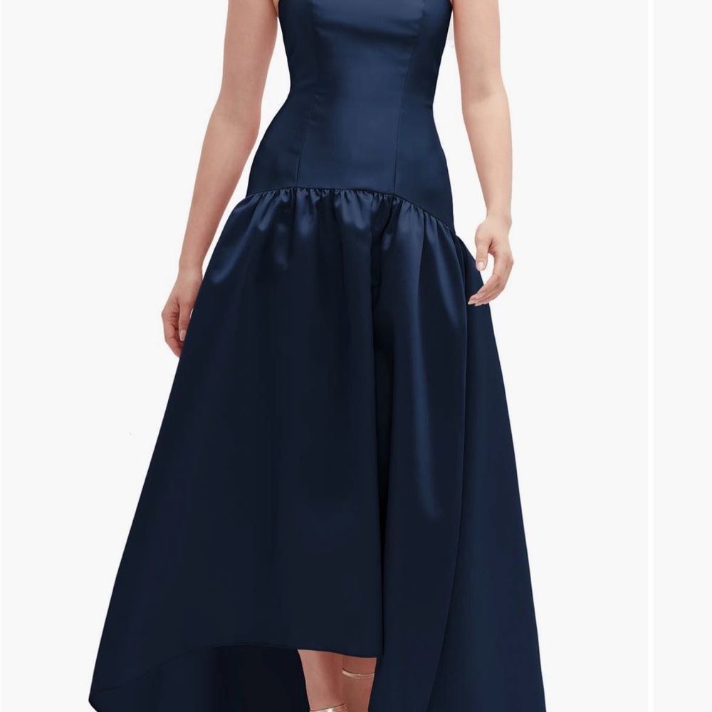 ALFRED SUNG Strapless Midnight Blue Dress